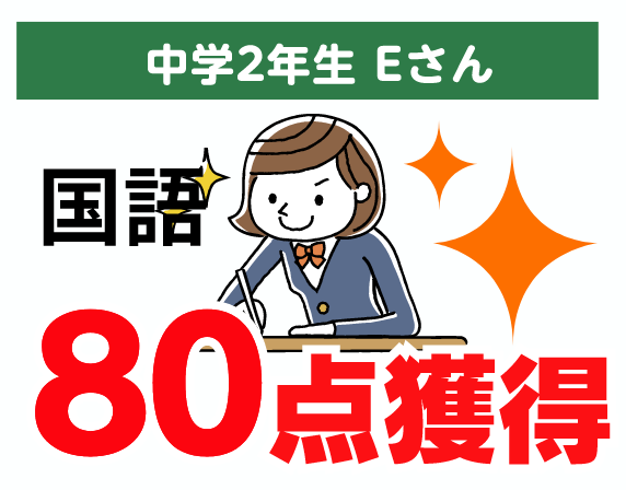 中学2年生 Eさん 国語 80点獲得