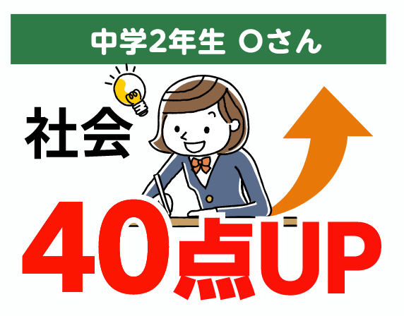 中学2年生 Oさん 社会 40点UP