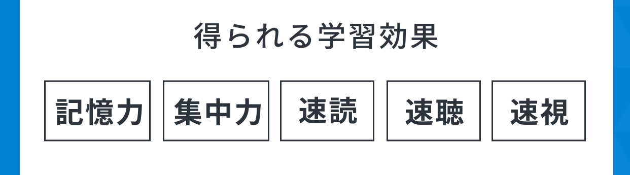 得られる学習効果。記憶力・集中力・速読・速聴・速視